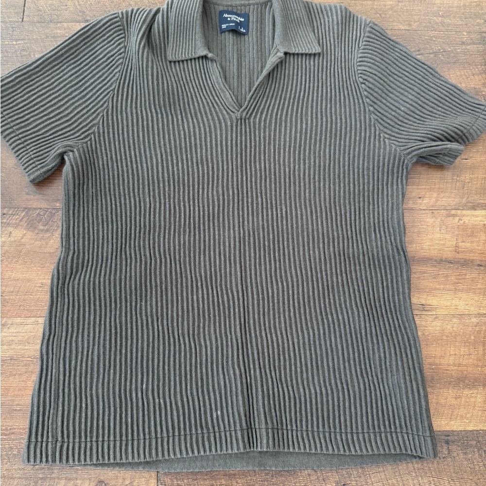 Abercrombie & Fitch Ribbed Polo Shirt - Olive